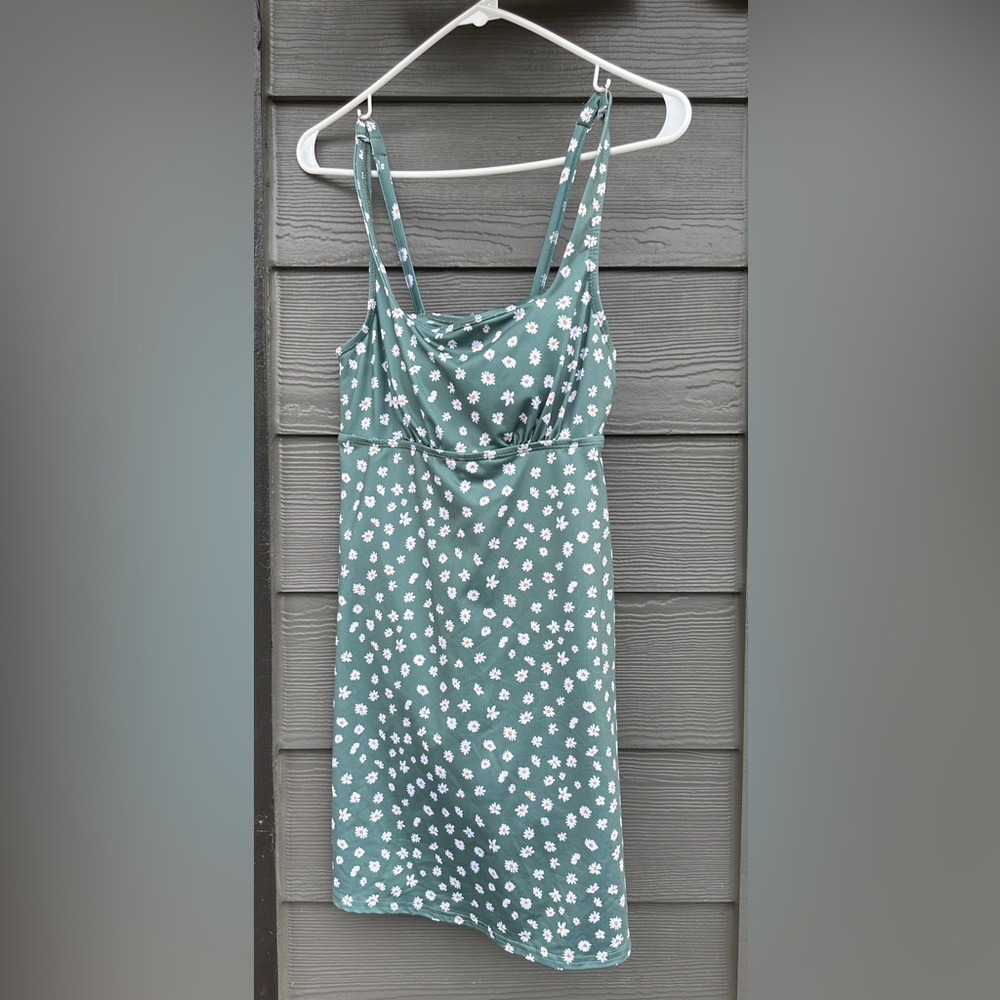 Floral Green Sleeveless Dress